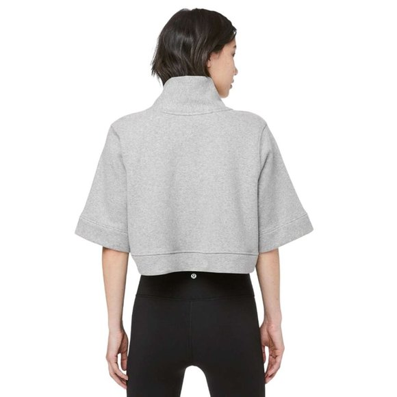 Lululemon SMALL Gray Know Your Angles Crop V-Neck Pullover Fleece Poncho - Picture 3 of 12